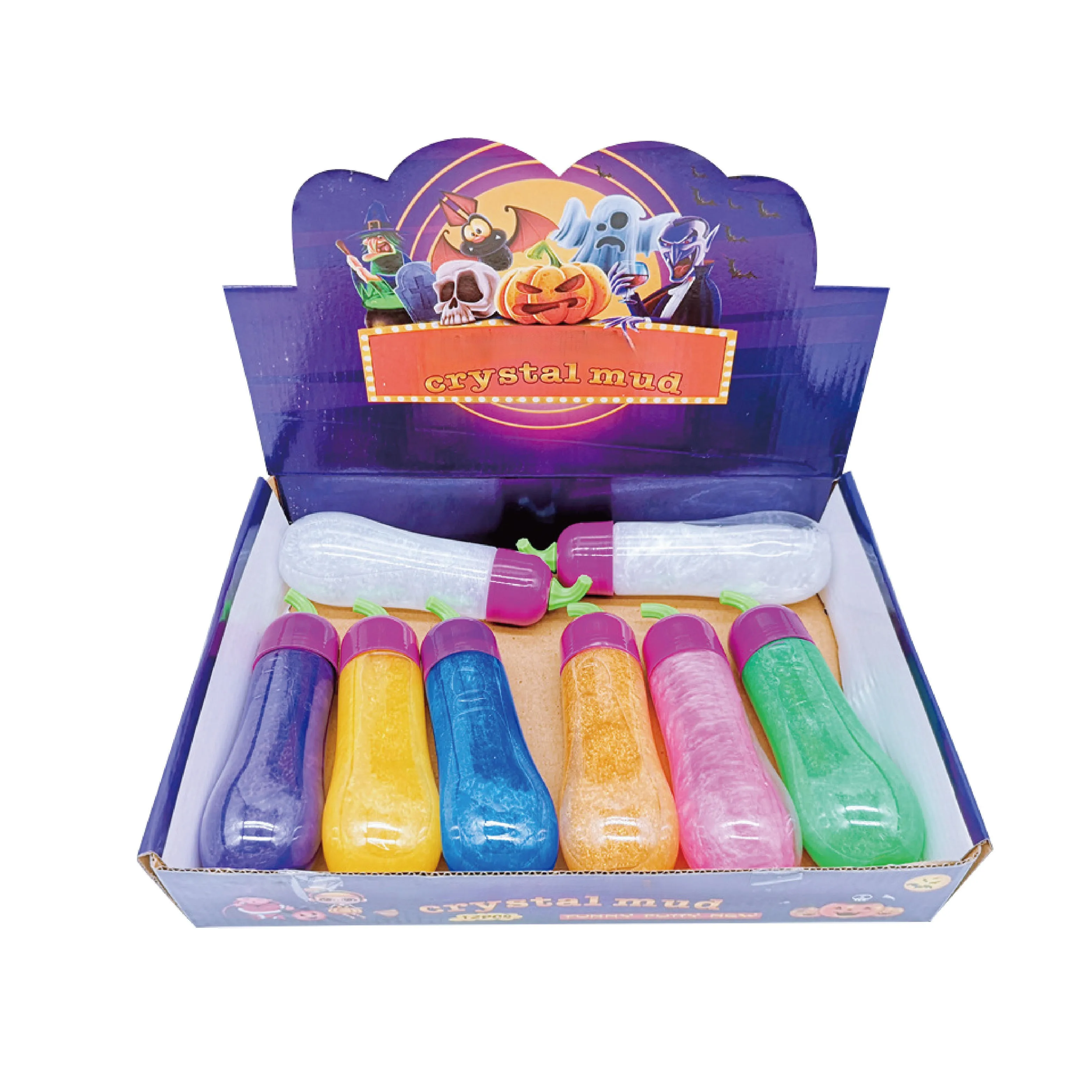 Educational Toy Pumpkin Plastic Bottle Clear Crystal Slime Toys Halloween Decoration Twist Crystal Slime