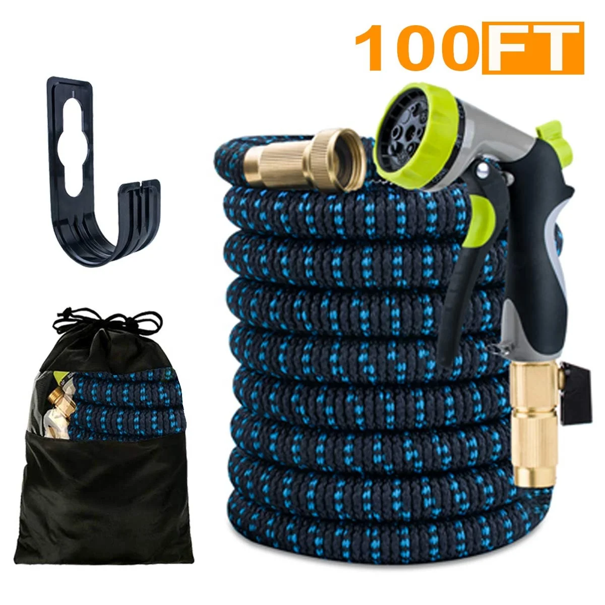 Lightweight Extendable 100ft Plastic Garden Hose Watering Extension Hose for washing car; watering garden