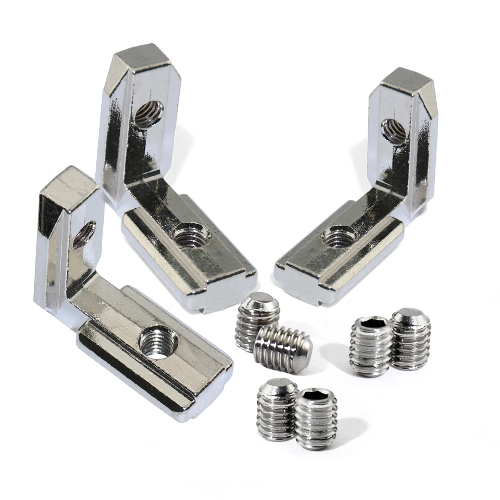 20s L Shape Silver Inner Corner Connector Joint Bracket with Screws for 2020 Aluminum Profile with slot 6mm