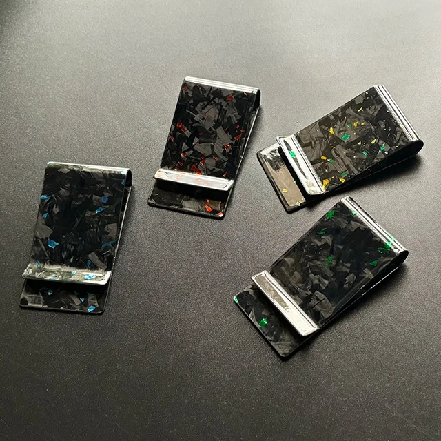 Colorful Forged Carbon Fiber Money Clip Minimalist Credit Card Holder Slim Business Front Pocket Clips for Men
