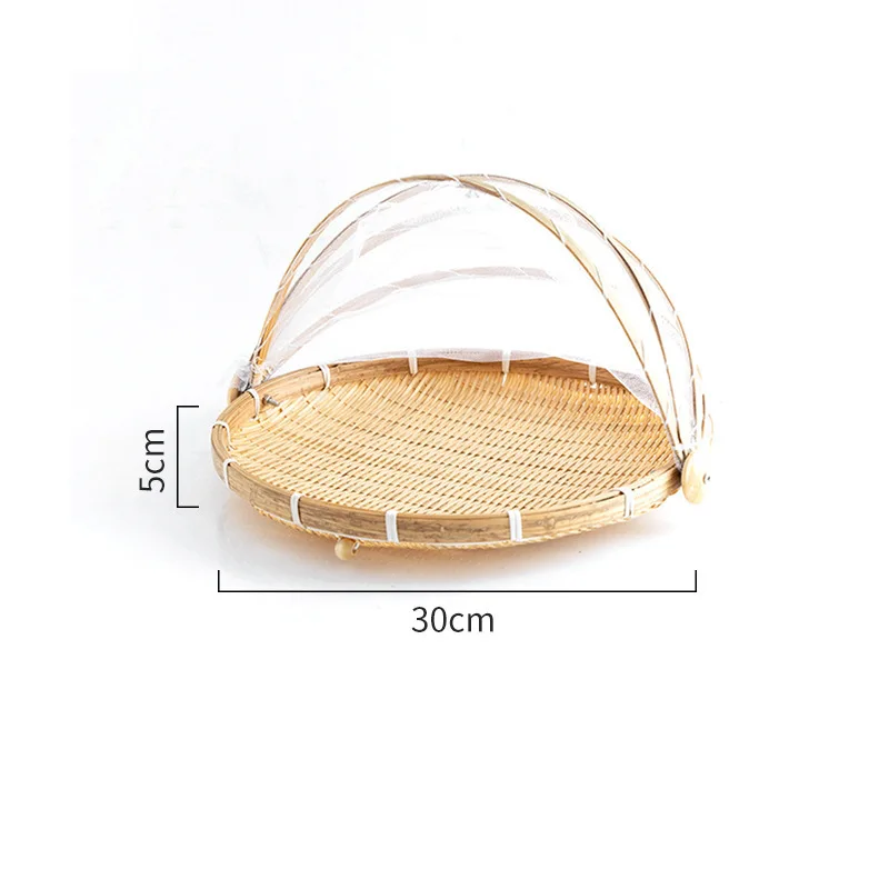 Hand-Woven Bamboo-Serving Dustproof-Bug-Proof Mosquitoesor Vegetable Fruits Food Meals Basket