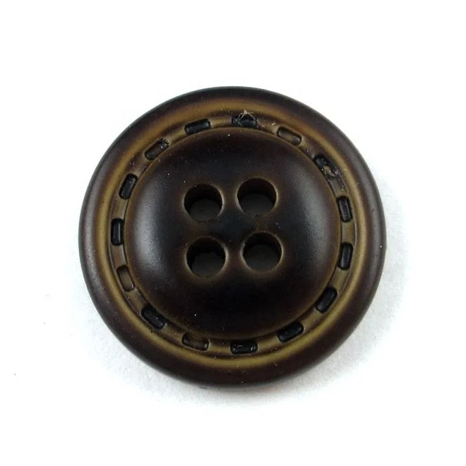 High quality 4 holes brown color  plastic leather button