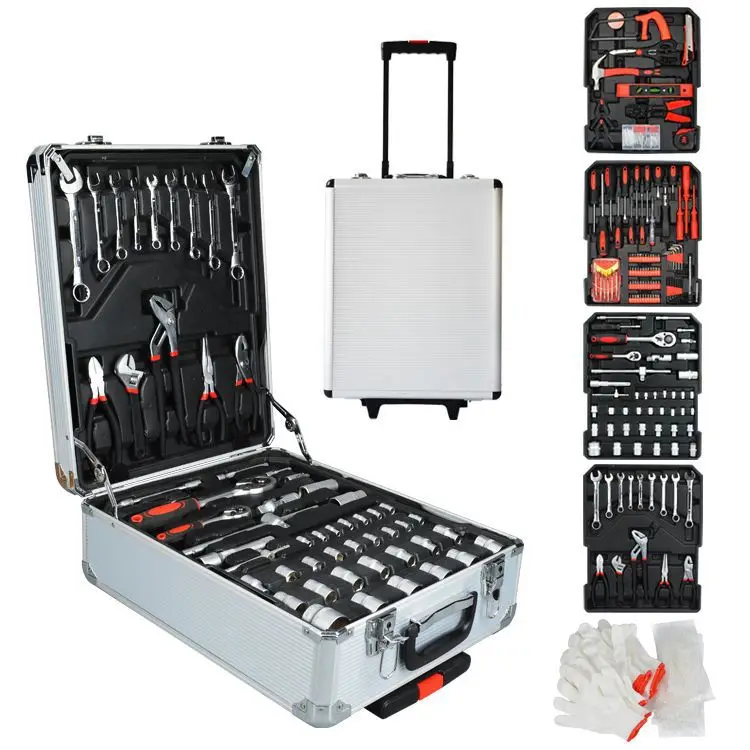 New Household Trolley 499-Piece Combination Tool Set Ratchet Open-End Wrench Hardware Tool Box