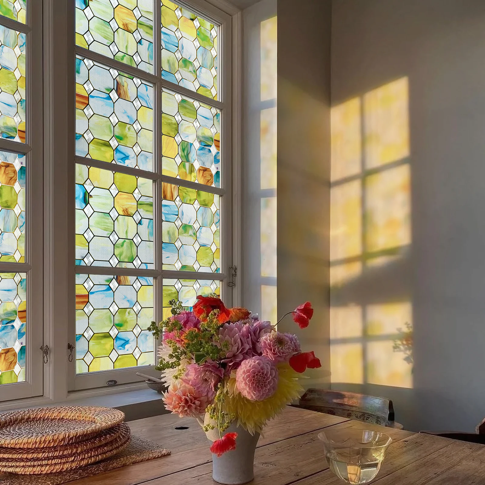 No Glue Clear Watercolor Window Film For Car Self-adhesive Frosted Window Film With Design Self-adhesive Window Film