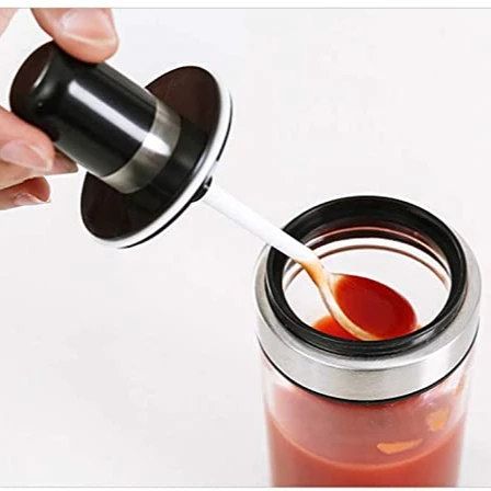 
 Kitchenware Clear Seasoning Salt pepper Bottle Glass Shaker Bottle Jam Spice Jar Container with Spoon  