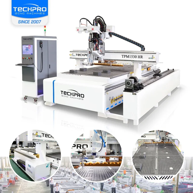 4 axis Rotary spindle cnc woodworking machine wood carving 1325 ATC CNC with Horizontal Spindle