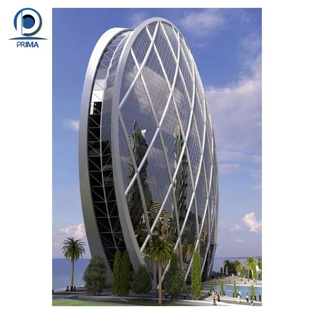 Modern Construction Prima Curtain Wall Glass unit/spider Curtain Wall  exposed/hidden frame With Cladding System