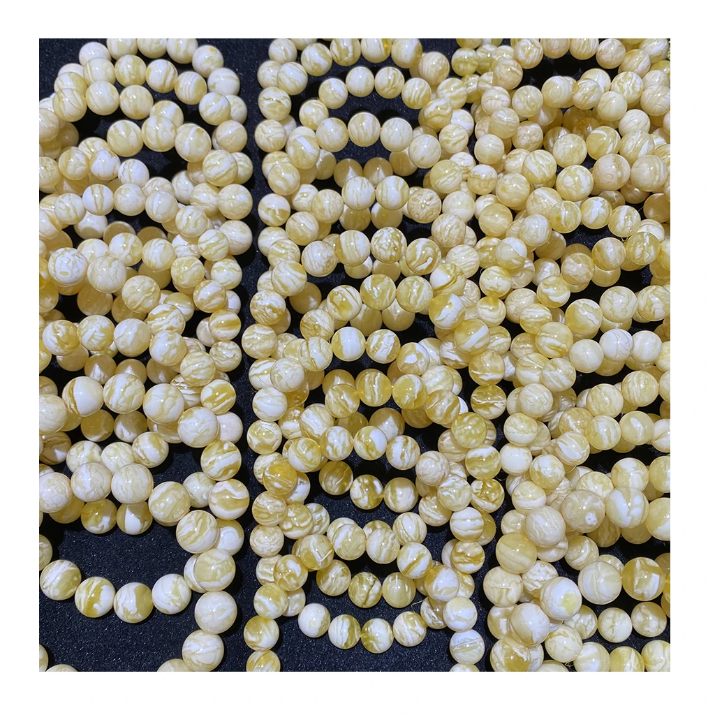 Natural Baltic Amber Russian Amber Stone white tiger skin pattern high quality complete amber beads 10-12mm Rosary Beads