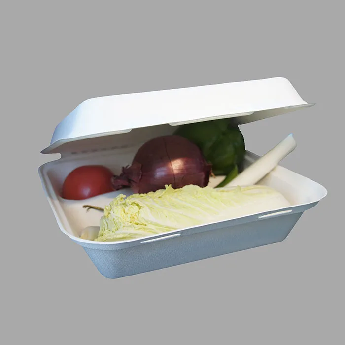 9*9inch 100% biodegradable sugarcane bagasse restaurant fast food takeaway food container 3 compartment lunch box