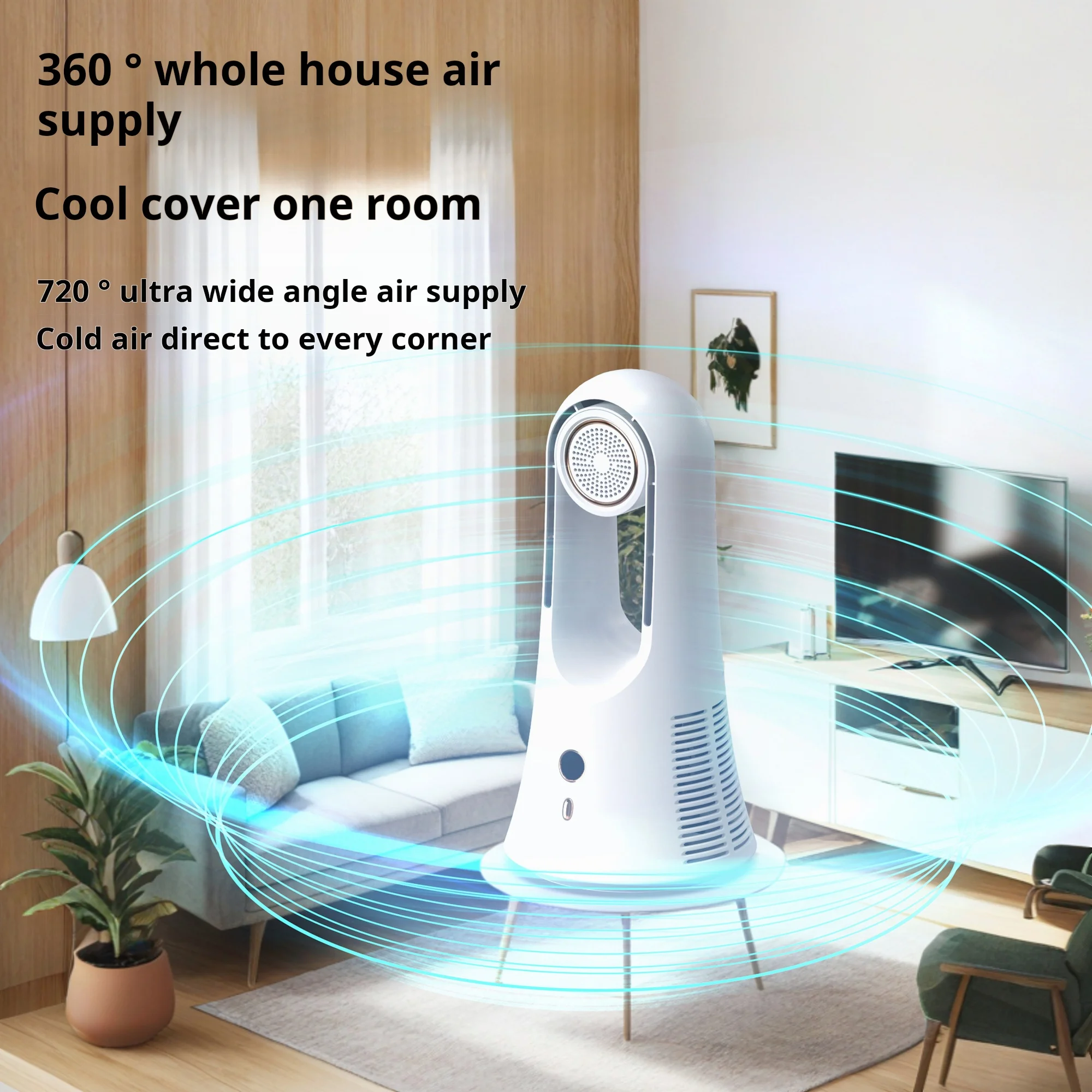 Support customized 2024 hot sale desktop USB cooling fan 6-speed mute portable smoked bladeless fan