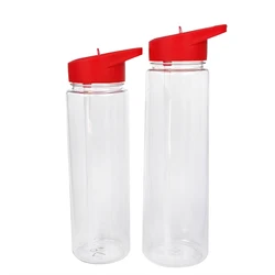 customized wholesale 750ml 500ml sports tritan plastic drinking clear water bottles with straw and handle