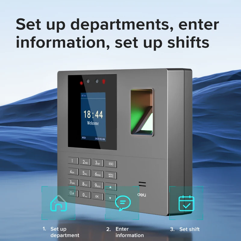 Deli ES161 fingerprint attendance machine employee commuting and clocking in and out all-in-one machine password fingerprint