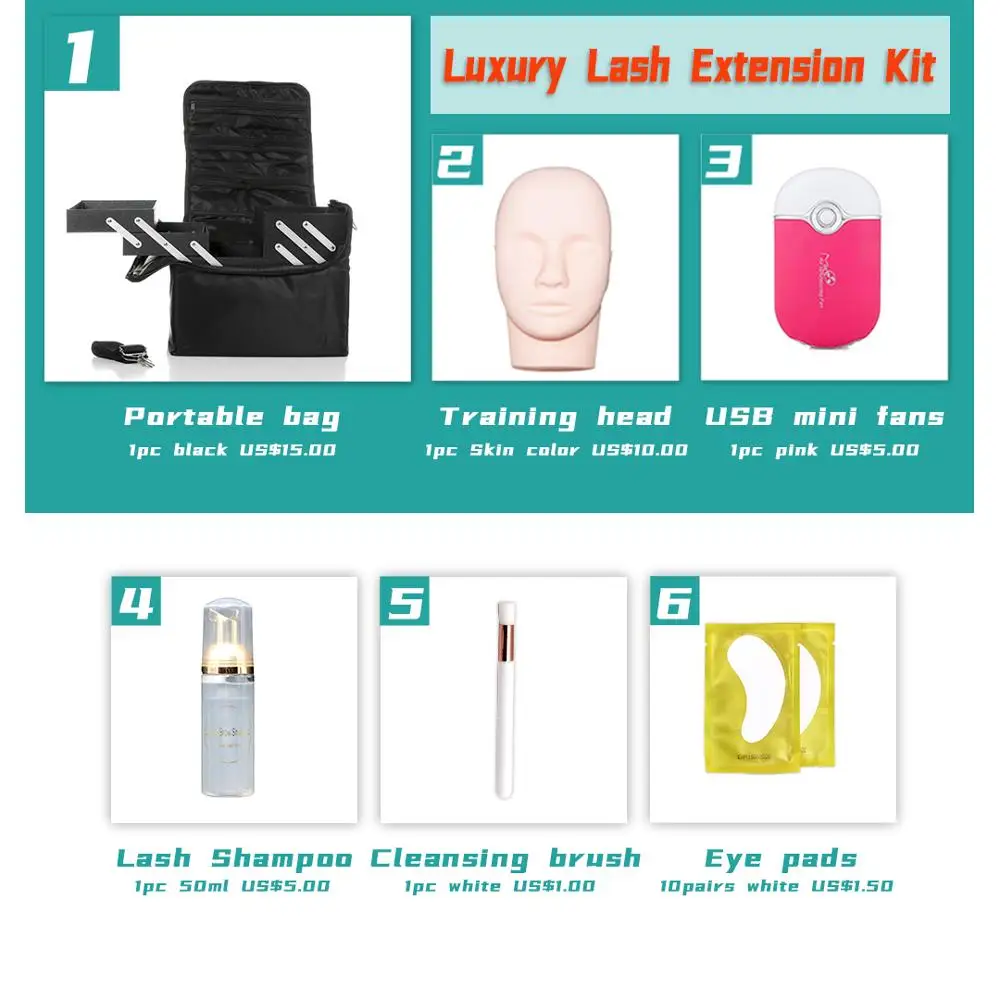 hot selling Makeup Bag Eyelash Extension Training Tools Private Label eyelash extension kit bag