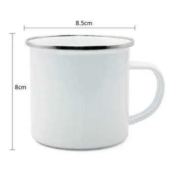 Customized DIY photo of sublimation enamel mug Sublimation blank heat transfer silver edge enamel Cup Stainless steel coffee cup