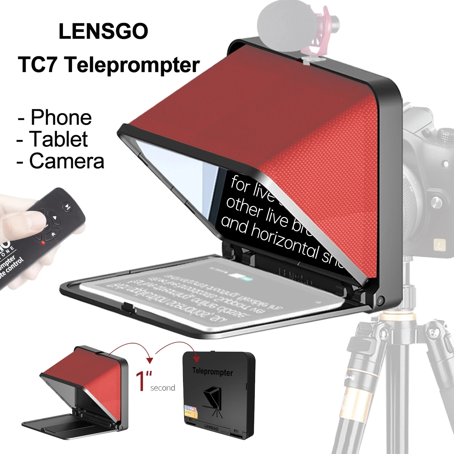 LENSGO TC7 складной телесуфлер портативный для телефона камера прямого эфира видео интервью планшета 7 9 дюйма iPad