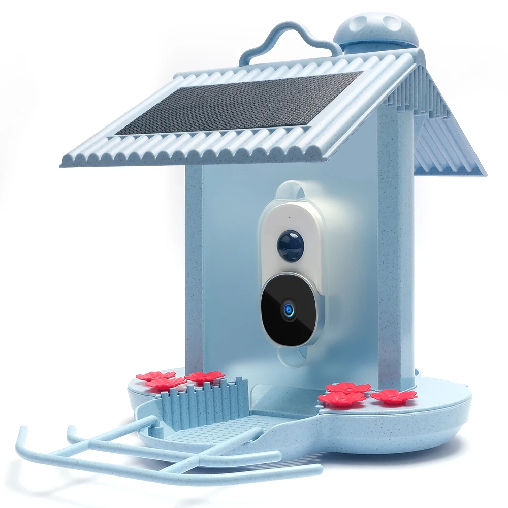New Design Bird House 1.5L Capacity 5200mAh Battery 3.5W Solar Panel Siren Alarm Chasing Squirrel Away Smart Bird Feeder Camera