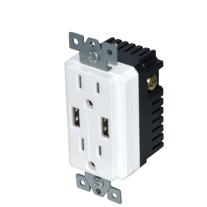 NEPCI 115X70MM American USB Wall receptacle XJY-USB-30-A/A-5V/4A US decora type wall mounted USB socket outlet FCC TEL