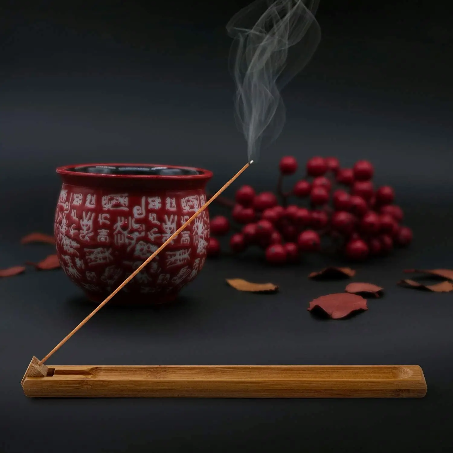 Adjustable angle lager incense hole Wood Incense ash catcher Wooden Incense Sticks Holder