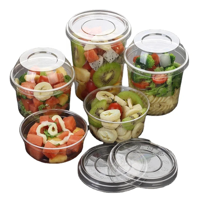 High quality wholesale takeaway custom print packing  PET PP PLA noodle salad containers bowl disposable clear plastic food bowl