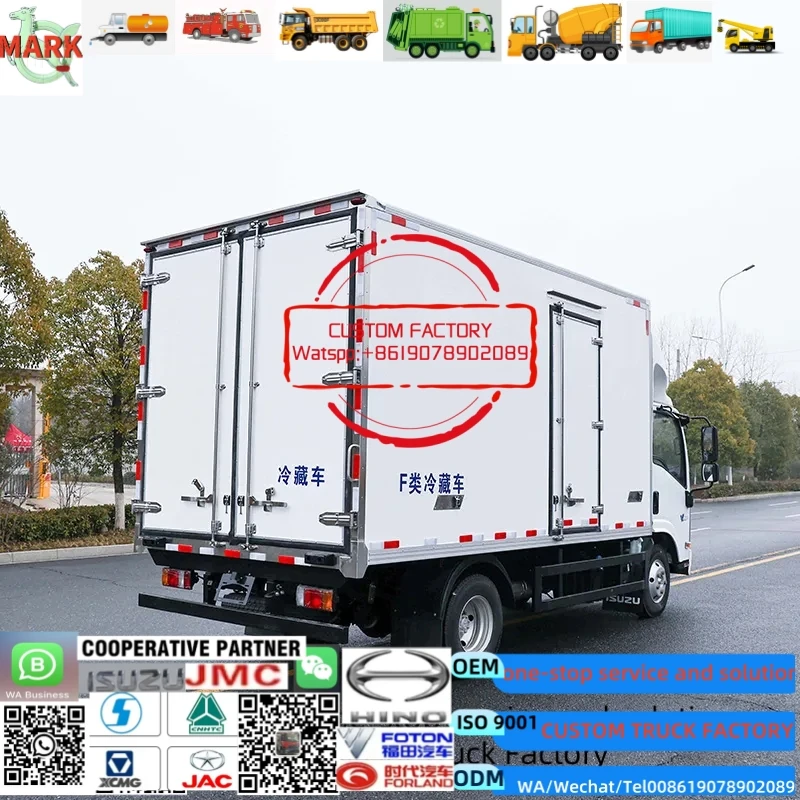ISUZUU New Automatic  2 Tons Gasoline  Mini Refrigerated Truck Freezer Small Refrigerated Box Truck Price New Ice Cream Truck