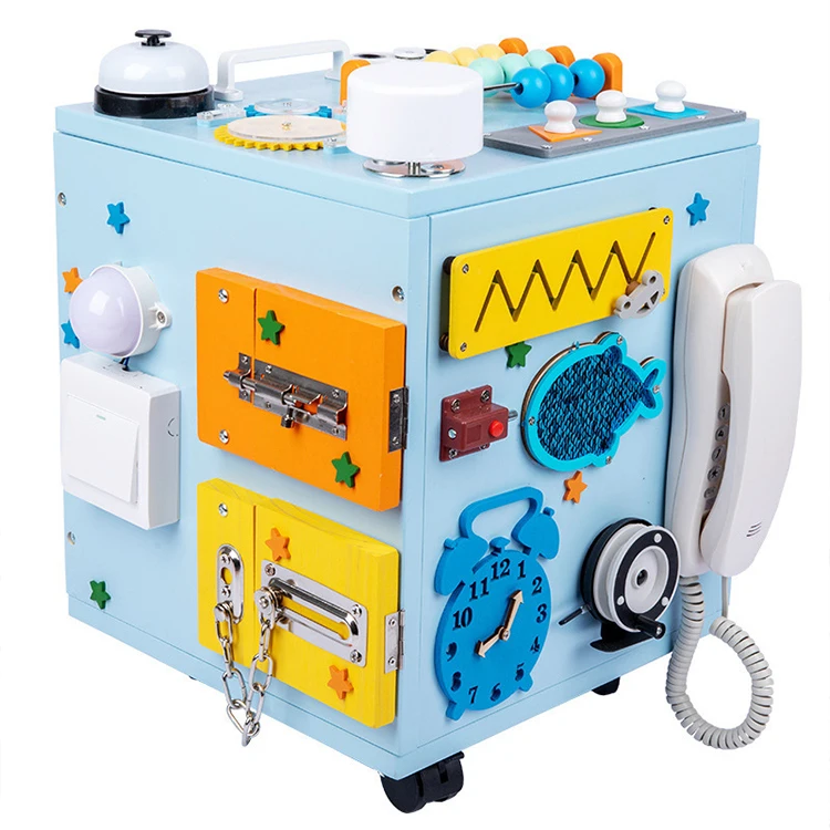 Educational Montessori Play learning Toy Baby Wooden Activity Cube For Toddle