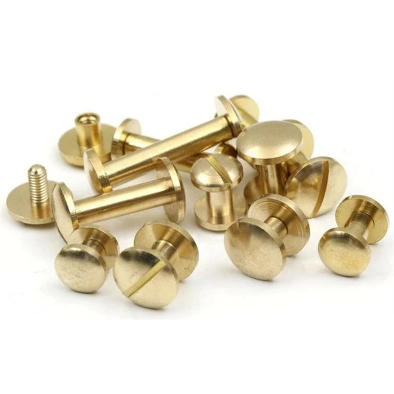Solid Brass Binding Chicago Screws Nail Stud Rivets For Photo Album Leather Craft Studs Belt Wallet Fasteners 8mm/10mm Head