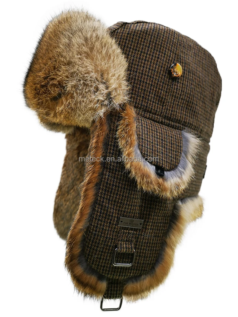 FUR WINTER Factory Wholesale Thick Warm Aviator Trapper Hats with Earflap Ushanka Trooper Winter Bomber Caps