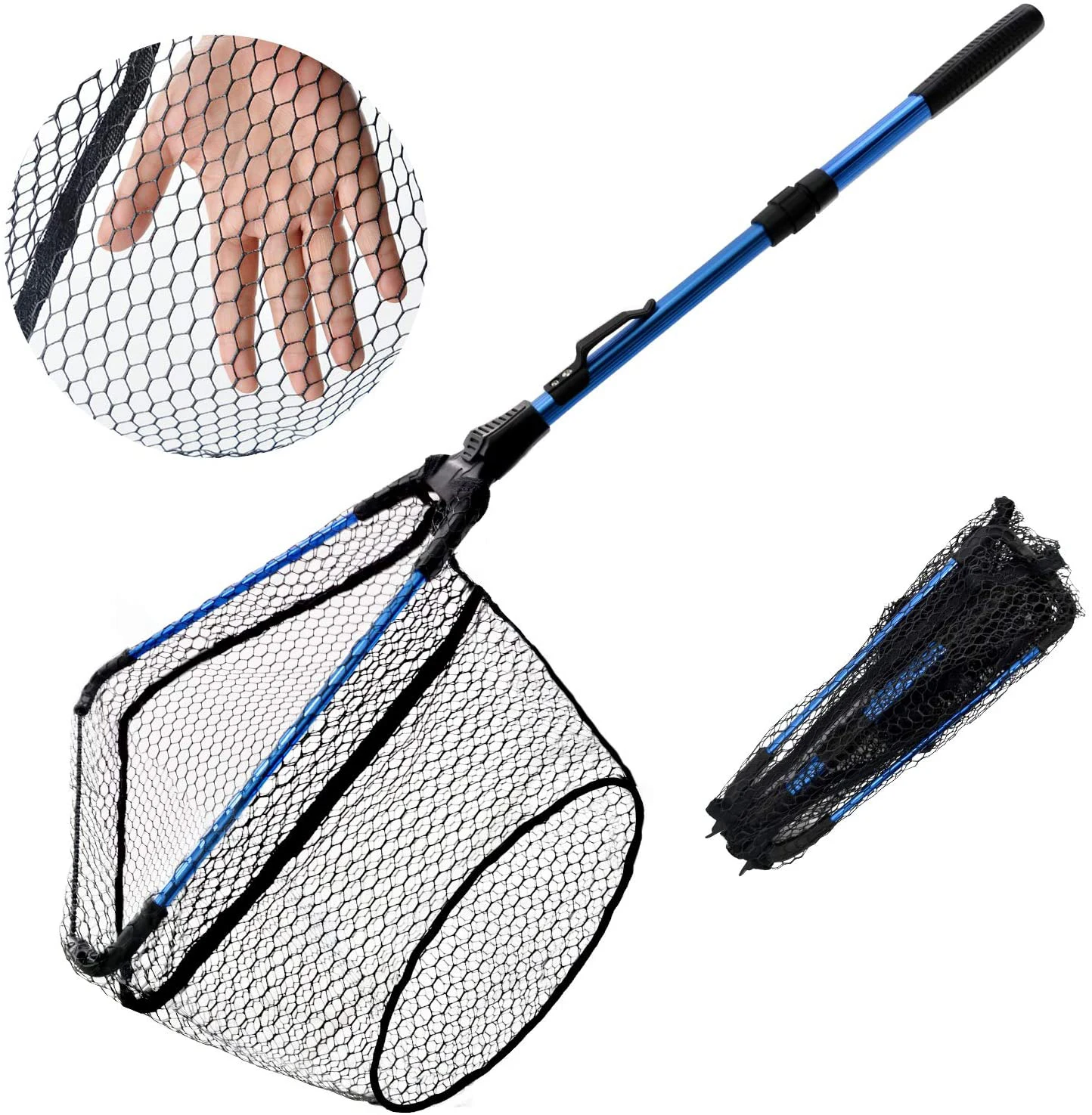 Плавающая рыболовная сеть для пресной и соленой воды, телескопическая складная рыболовная сеть из монофиламента и рыболовная сеть для ловли нахлыстом