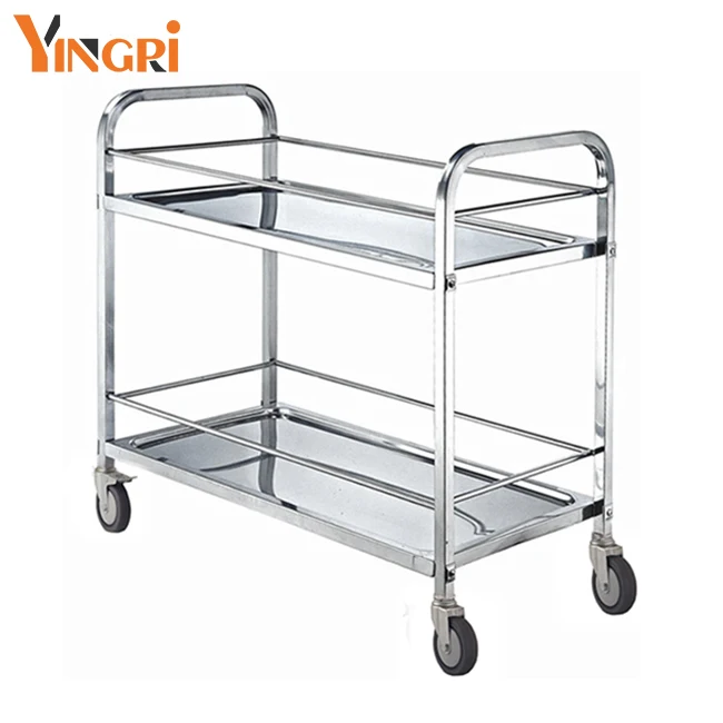 Stainless Steel Food Tray Tea Trolley Wheels Assembled Drinks Trolley