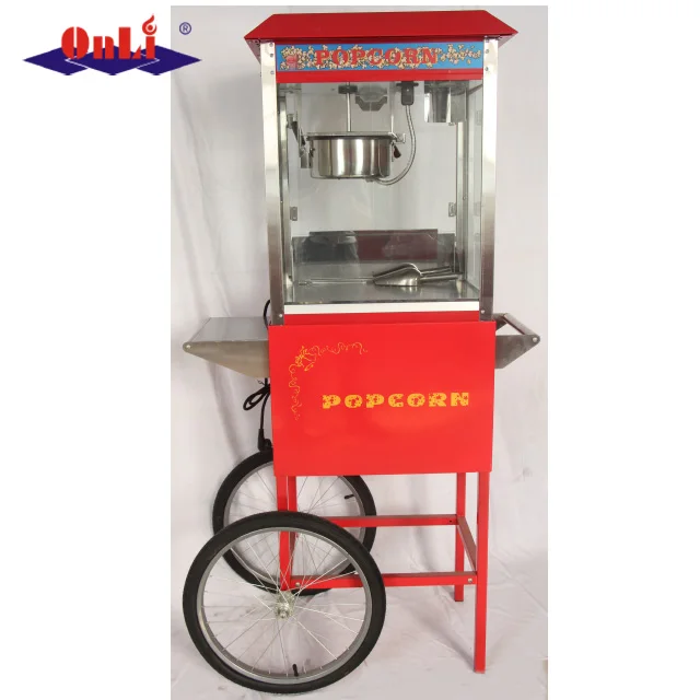 
8 Oz electric stainless steel commercial popcorn machine maker with cart 