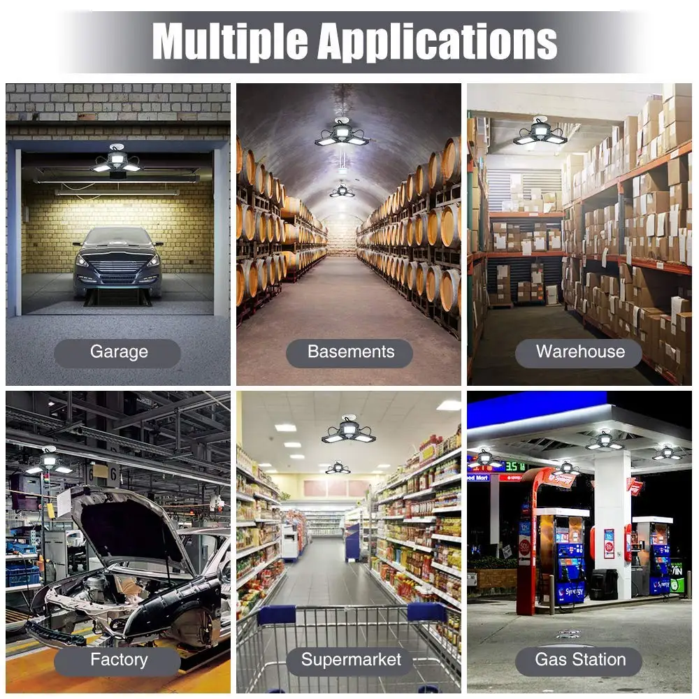 Hot Sell Basement Garage Workshop Warehouse Angle Adjustable Deformable Lamp Light Fixture LED Ceiling Light