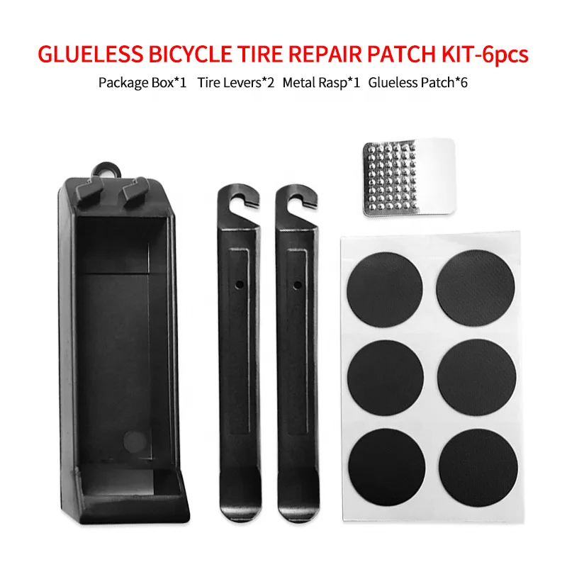 6 Patches 2 Tire Levers Cycling Bike Glueless Bicycle Tire Puncture Repair Kits Set