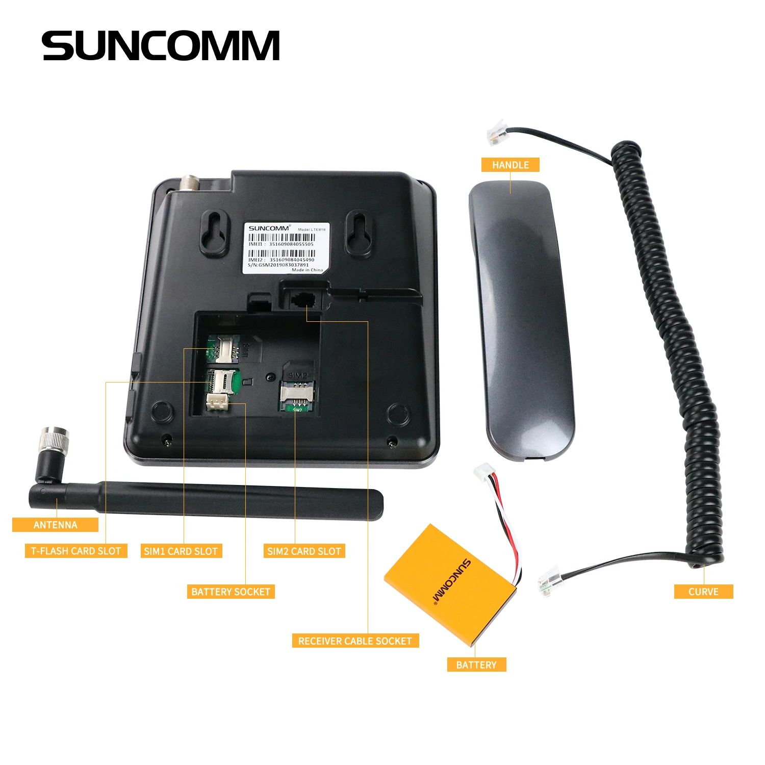 4G VOLTE Android Cordless Telephone SUNCOMM LTE 818 WIFI Hotspot Office Home Wireless Desktop Phone