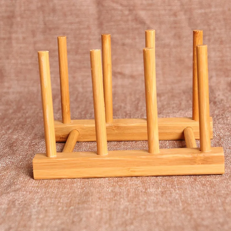 Wholesale Eco-friendly bamboo dish drying rack handmade kitchen plate storage rack