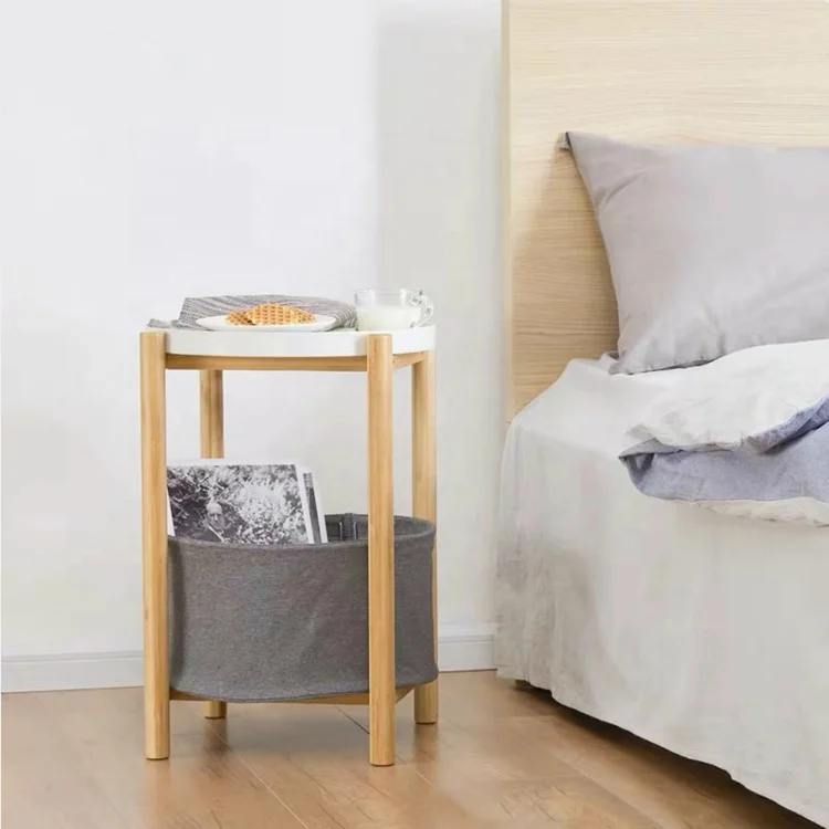 Natural Bamboo Living Room Furniture Small Tea Table Coffee Table with Basket