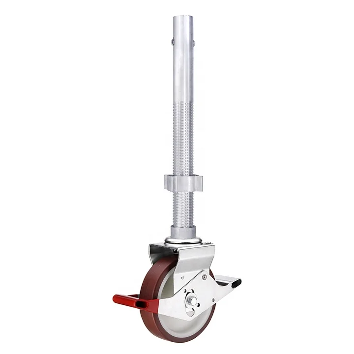 scaffold accessories adjustable aluminum scaffold PU wheel stem caster with aluminum jack