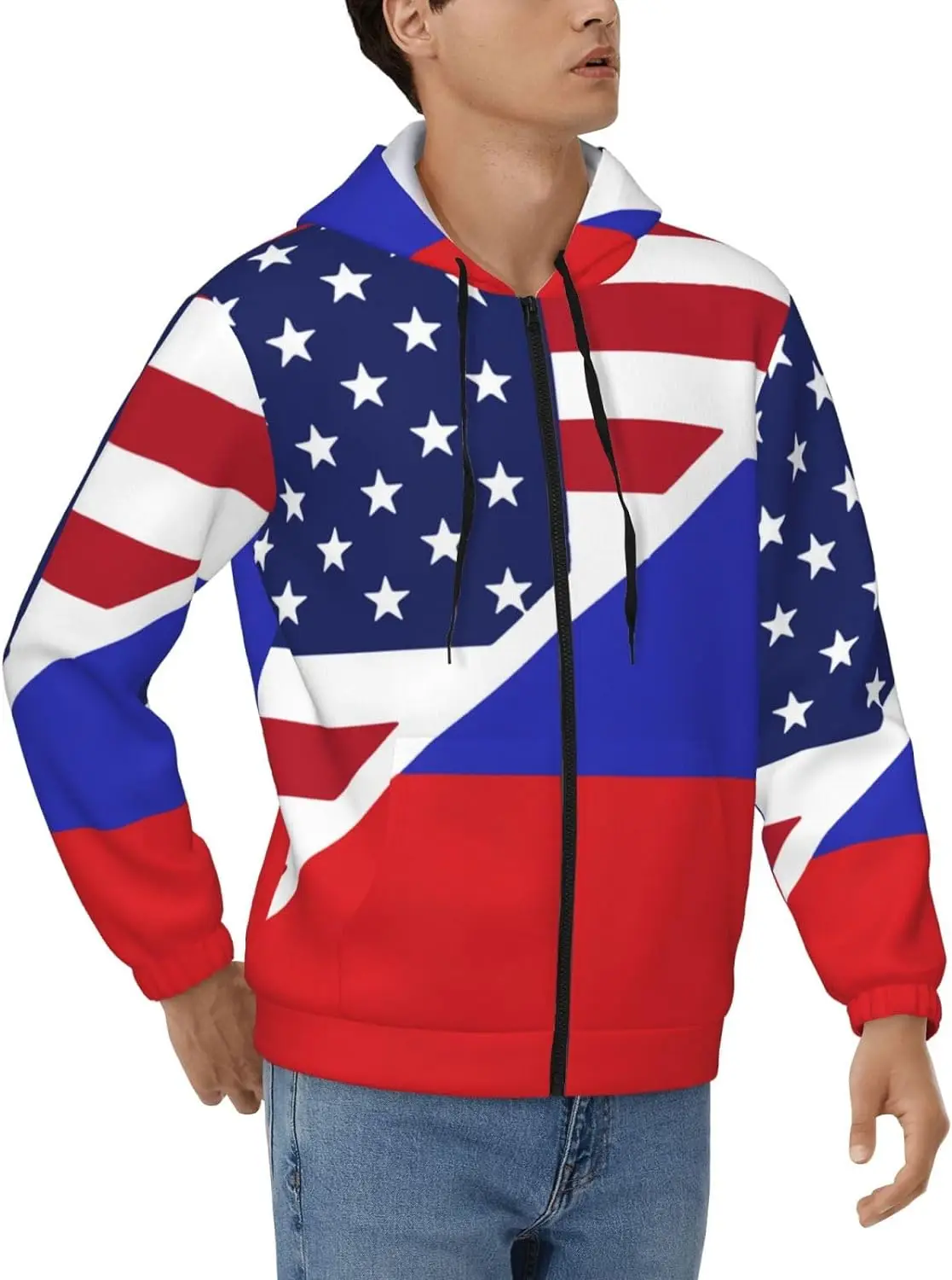 Fitspi Wholesale Custom Usa Vs Russia National Flag Hoodies Fleece Long Sleeve Pullover Sweatshirt