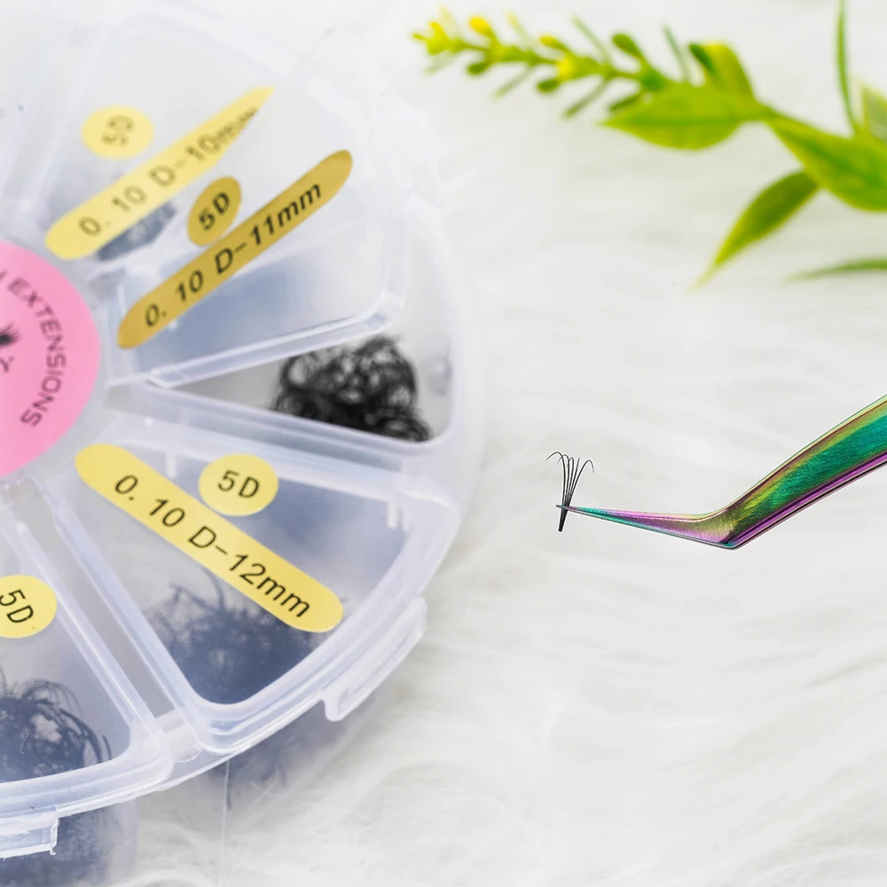 Quewel  hand made diy soft natural loose premade fans lash supplies round box for pointy base promade volume fans lashes