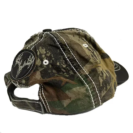 Oil waxed cloth Customization 6 panel camo fabric unstructrued dad hat with customazation  logo and  Velcro closure