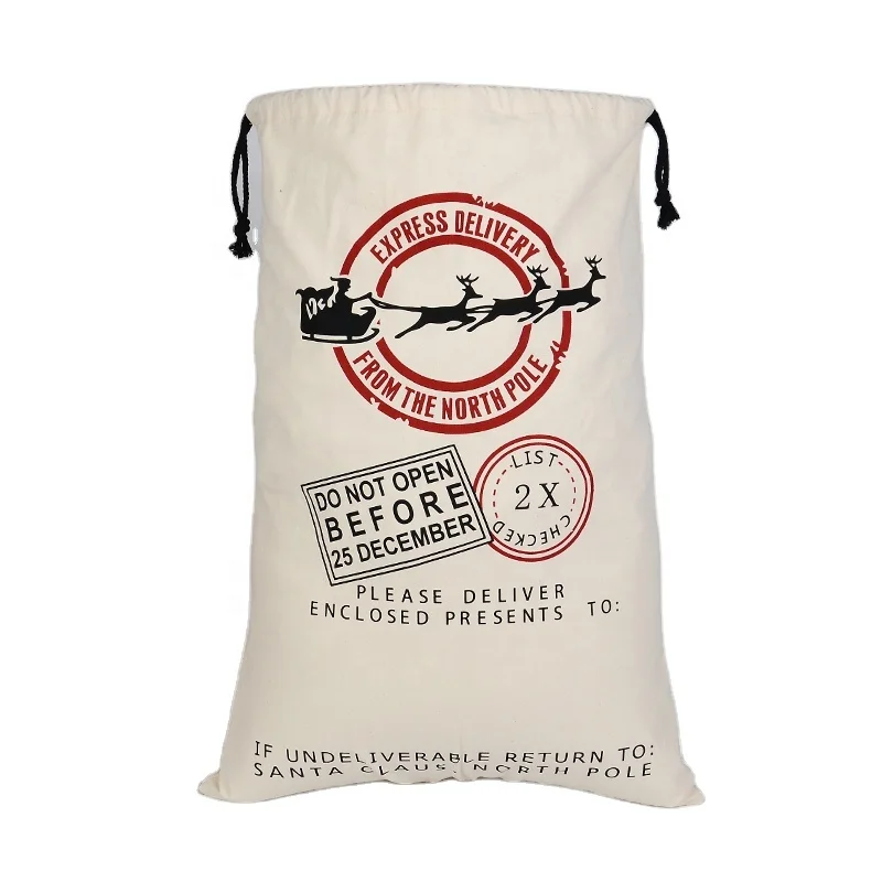 
High King 2021 santa sack canvas 100% Cotton Personalized gift bag christmas shopping bags 