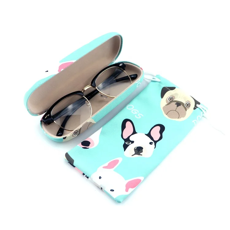 Kids lovely reading glasses case leather iron hard eyewear case portable eye frame cases glasses pouch