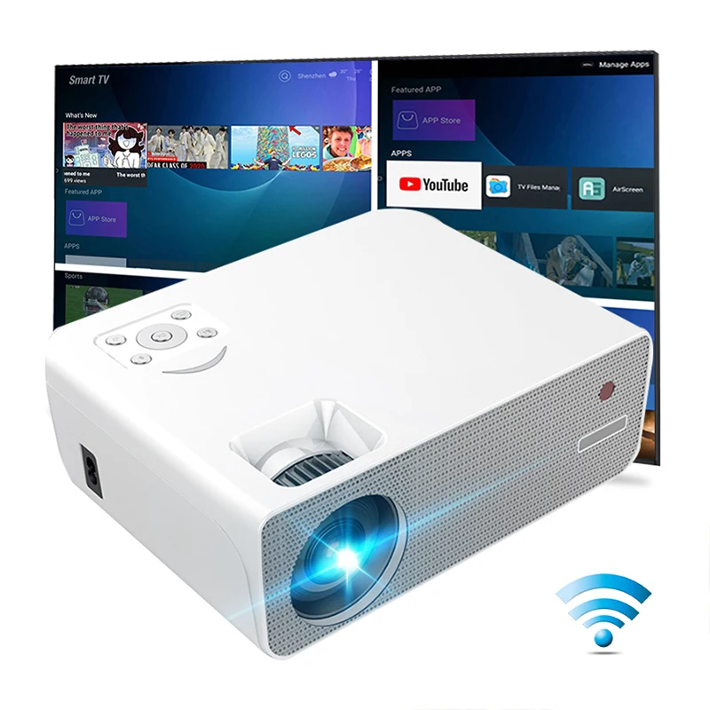 Multi-Screen Function Projector Full Hd 1080P With Wifi Android 9.0 Mobile Phone Home Theater Projector