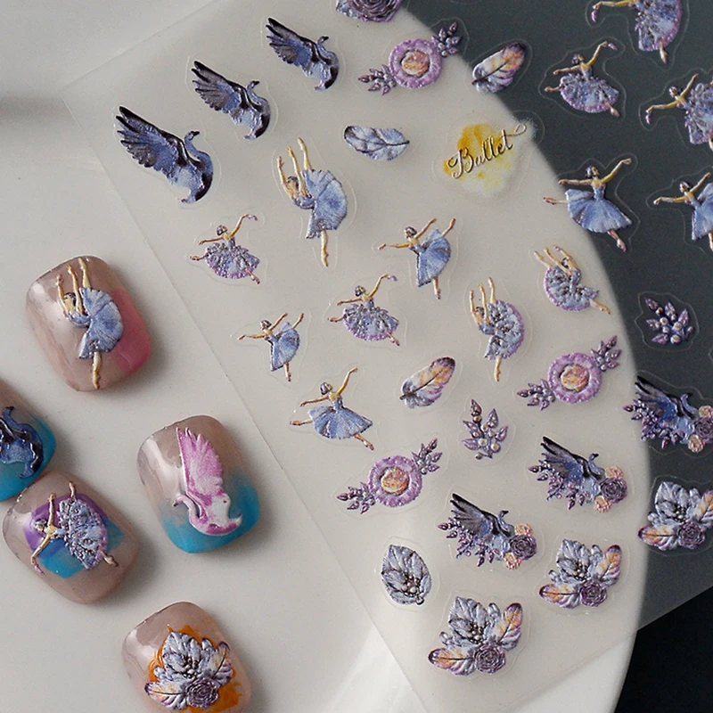 Eco-friendly Ballet Finger Art Stickers Custom Logo Printed Logo Nails Sticker