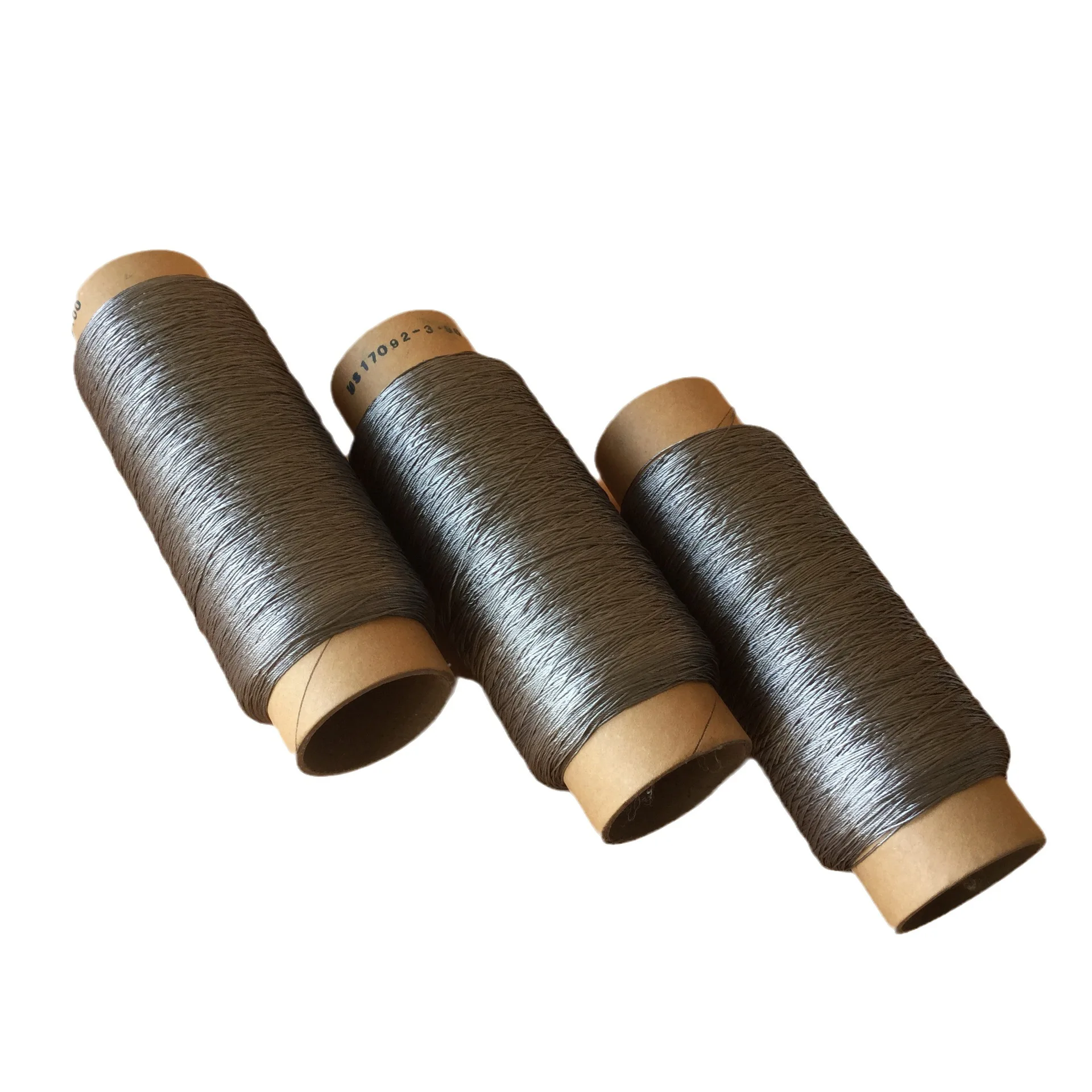 Pure Metal Yarn Metallized Thread Thermal Resistant Good Conductivity 100% Stainless Steel Spun Yarn 11S/2 For Weaving