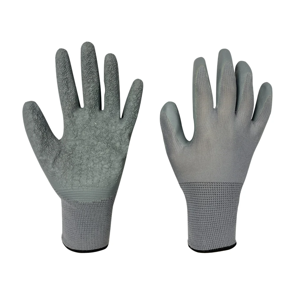 Высококачественные нейлоновые перчатки 13 г с латексным покрытием guantes Нескользящие морщинами защитные