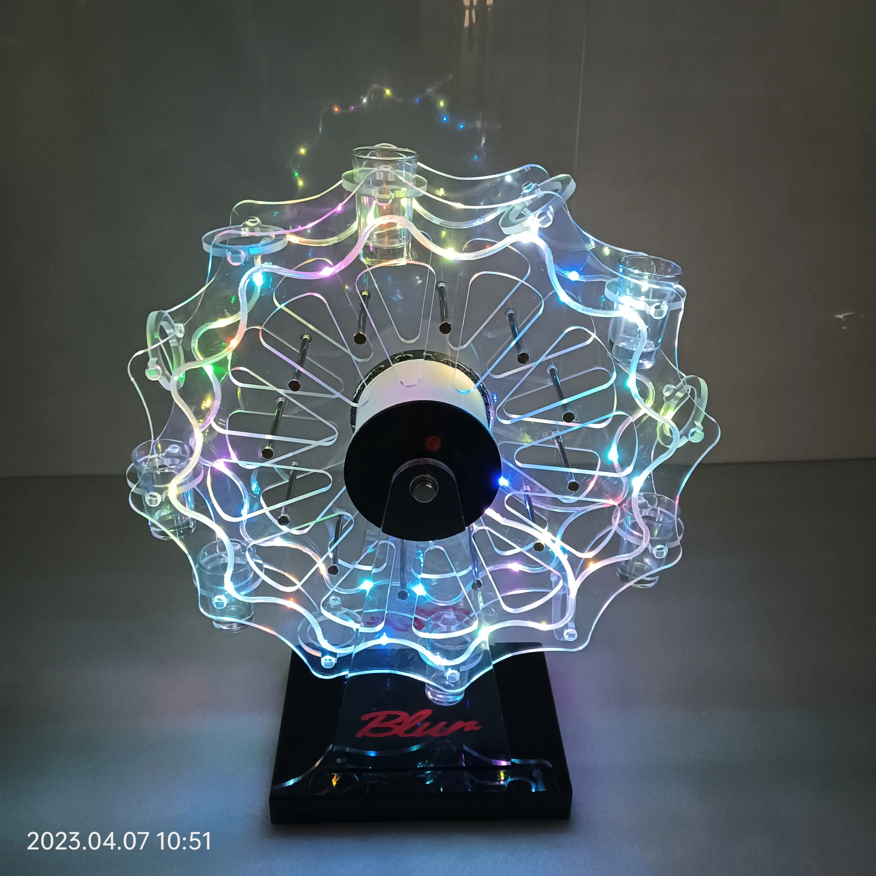Bar Rechargeable Cocktail Glass Display Stand LED Ferris Wheel Shot Glass Tray  Wine Rack Holder