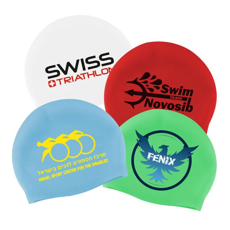 cheap  Classic Unisex custom Swimming Silicone Swim Cap sport caps Logo Printed Suitable Seamless Hat