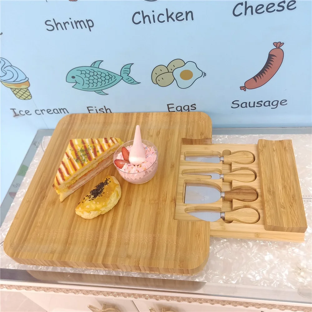  Популярная декоративная бамбуковая разделочная доска с круглым ножом для