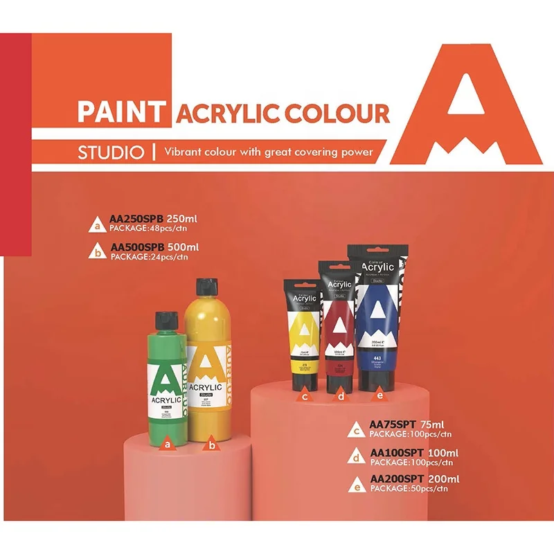 AUREUO 75ml Studio Grade Value Series Entry Level Student Tube Cheap Acrylic Color For Painting