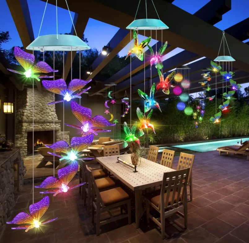 Solar Wind Chime,Color Changing Ball Wind Chimes,Gifts for Mom,Waterproof Outdoor Decorative Lights for Garden